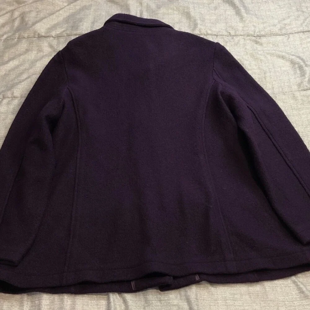 LL Bean PXL Petite XL Jacket unlined Italian boild 100% wool Barn Coat Bellandi - Picture 8 of 12